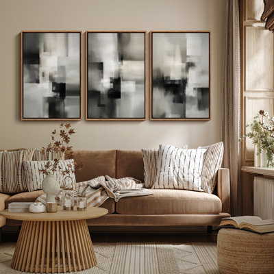 Art mural encadré, rétro, antique, classique pour chambre à coucher - 16 po x 24 po x 3 panneaux