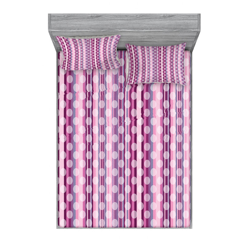 Microfiber Polka Dots Sheet Set, Full Sheet Set with Fitted Sheet