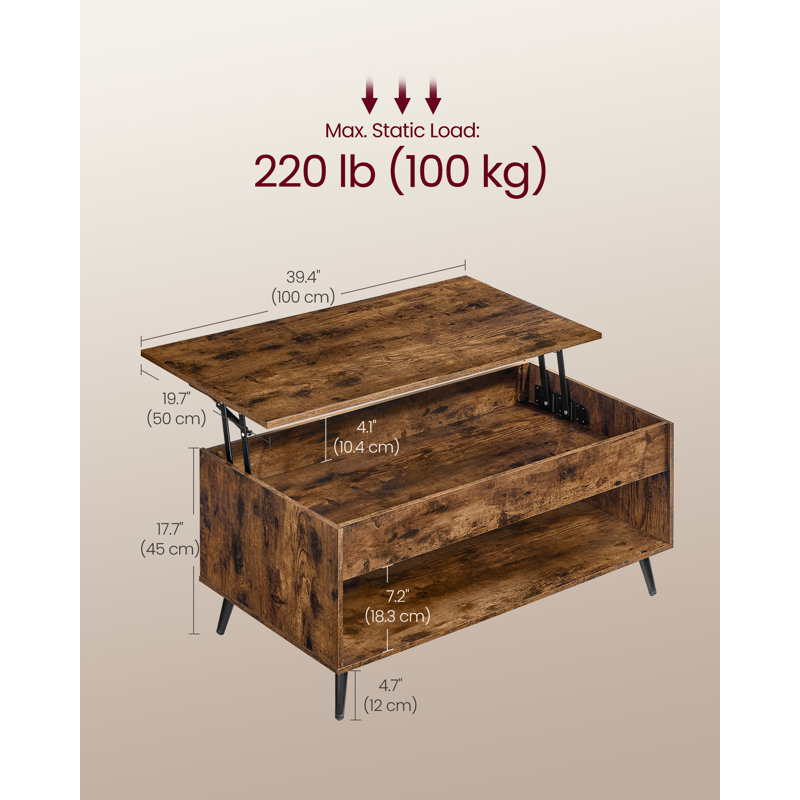 Lift Top Coffee Table with Storage, Brown