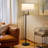 Ava 61 in. Mid-Century Modern Height Adjustable LED Floor Lamp with Fabric Drum Shade