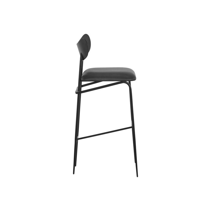 Talaat Upholstered Stool, Bar Stool (30" Seat Height), Faux Leather-Black