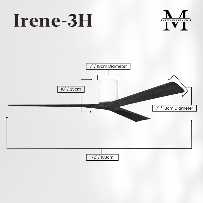 Irene Ceiling Fan, 72", Gloss White, Matte Black