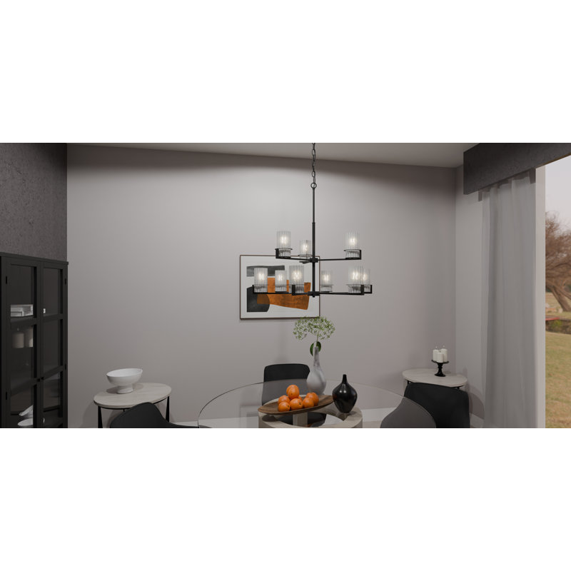 Ephemerine 9 - Light Dimmable Tiered Chandelier, Matte Black