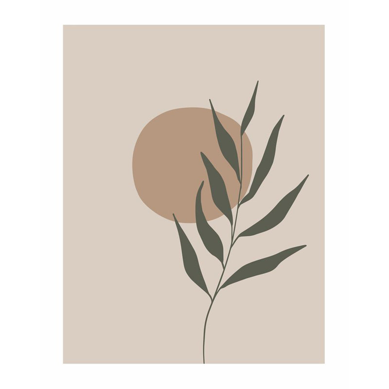 Botanical Leaf Abstract Scandi - Single Picture Frame Print, 136.652 cm H x 111.252 cm W, Matt White