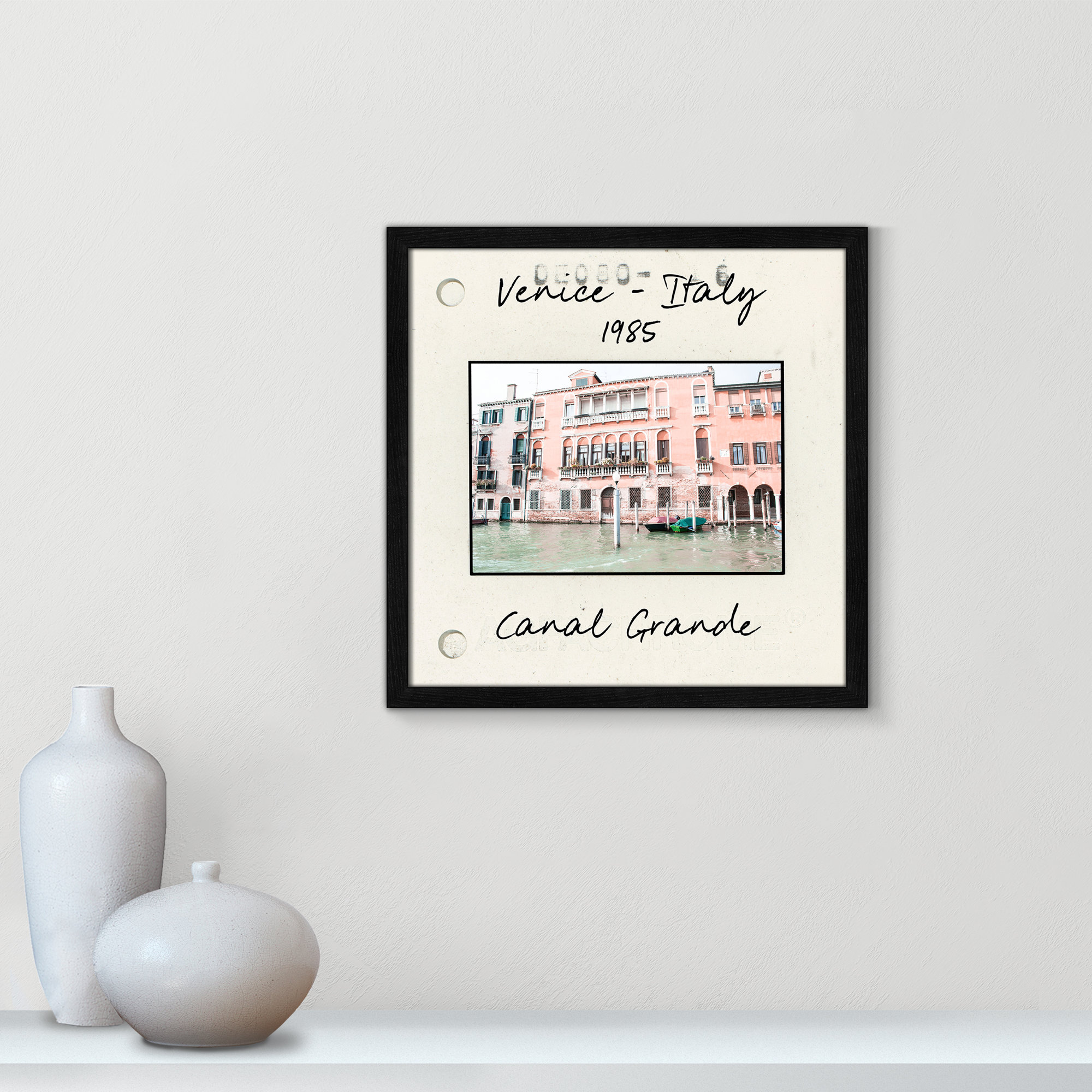 Venice, Italy - Grand Canal Print by Nan, 17" H x 17" W x 0.75" D, Black Single Picture Framed Paper