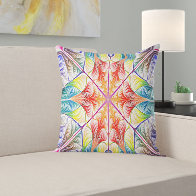 Multi Color Fractal Circles and Waves - Abstract Printed Pillow