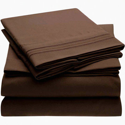 Ultimate Comfort 4-Piece Bed Sheet Set - Luxe Hotel Quality, Super Soft 300 GSM, Deep Pocket Queen Sheets (13-15 Inch), Wrinkle-Free - Chocolate