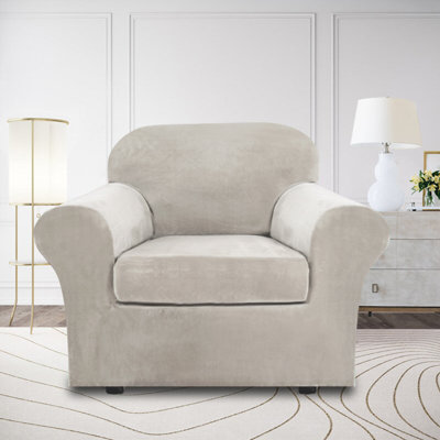 Housse pour fauteuil à coussins carrés / rectangulaires 2 pièces Rich Velvet Stretch 