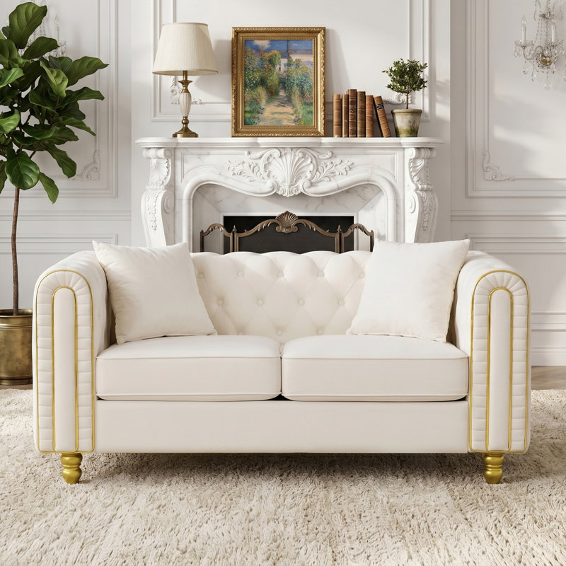 Canapé-lit 63,6 po, Velours beige
