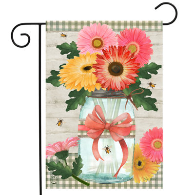 Daisies And Bees Jar Garden Flag