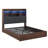 Ivy Bronx Farmhouse Queen Bed with LED Bookcase Headboard, 4 Storage Drawers & Charging Station, Rustic Brown-464654213-464654214