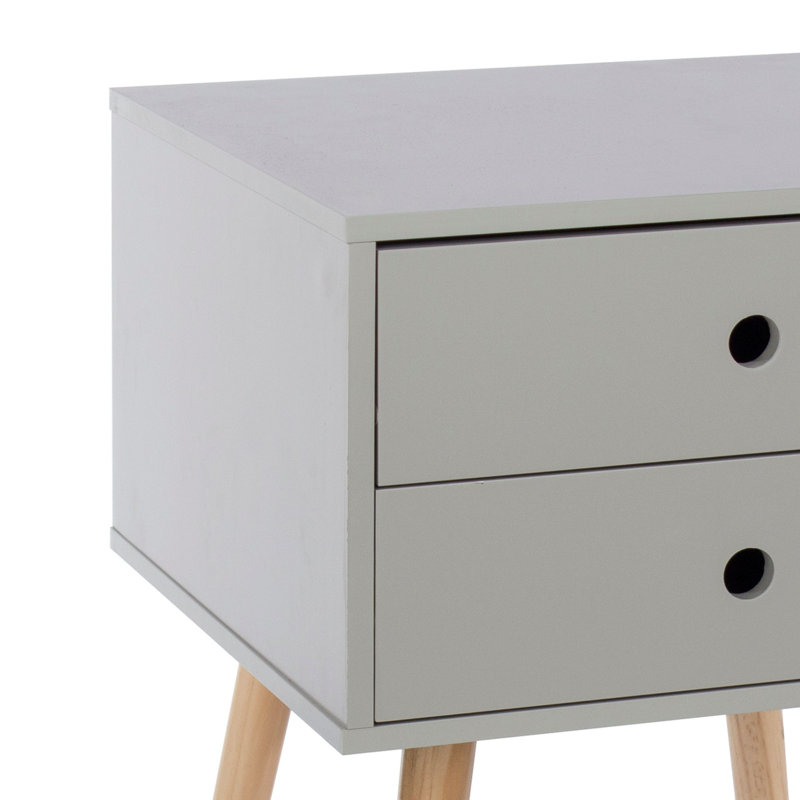 Set of 2 Premium Irmtraud 2-Drawer Bedside Cabinets, Pair of Stylish Two-Tone Nightstands, Grey