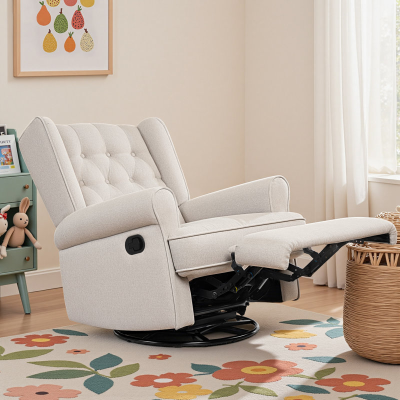 Fauteuil inclinable manuel oscillant avec repose-pieds Venancia, Beige