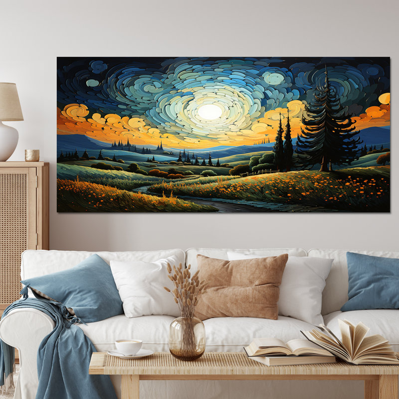 «Vangogh The Swaying Cypress III», art mural sur toile Vangogh, H 28 po x l 60 po x P 1,5 po, Toile tendue