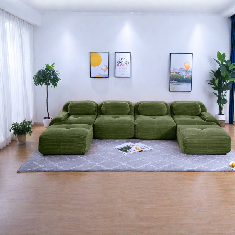 Canapés modulaires en U de qualité supérieure, tissu en velours côtelé, conception ergonomique pour le salon et les chambres à coucher