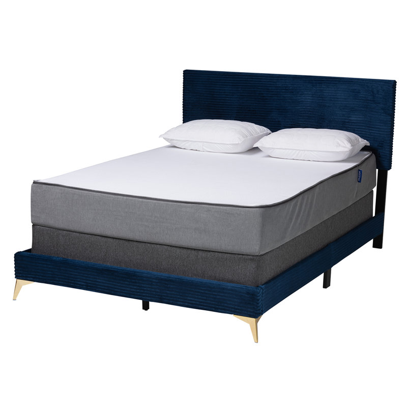 Grand lit standard capitonné Itoko, Bleu marine