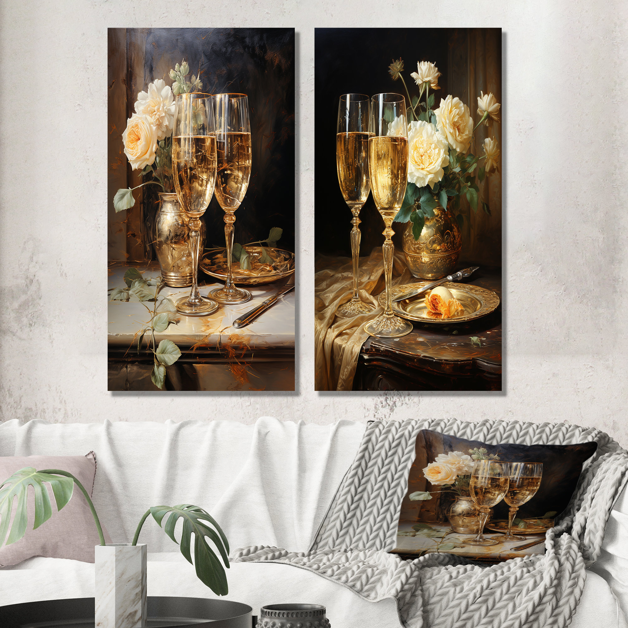 Lark Manor Elegant Moments Wine & Champagne Wall Art Prints Set Of 2