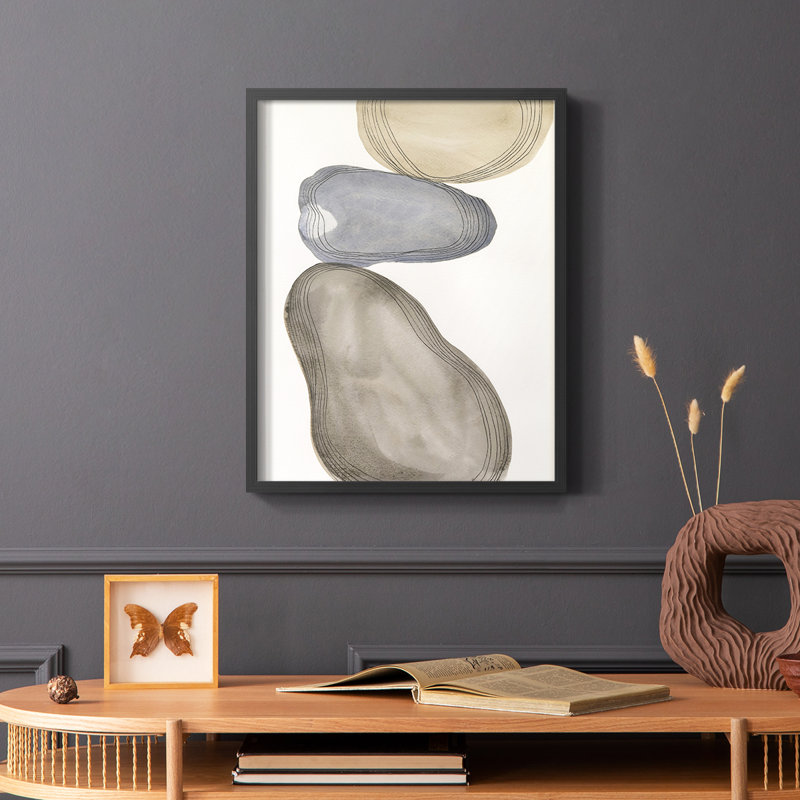 River Rocks Contour II, reproduction encadrée - bois massif, H 20 po x l 16 po, Noir