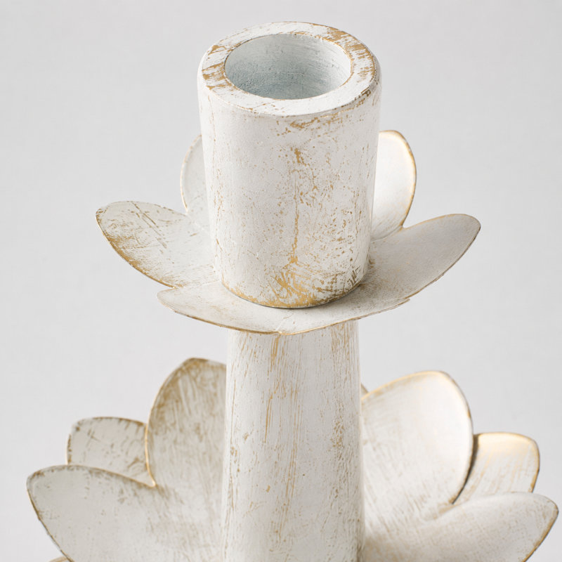 Bougeoir de table en métal 8 po, H 8 po x l 5 po x P 5 po, Blanc