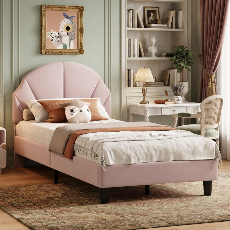 Solid Wood Bed, European Single (90 x 200 cm), Pink