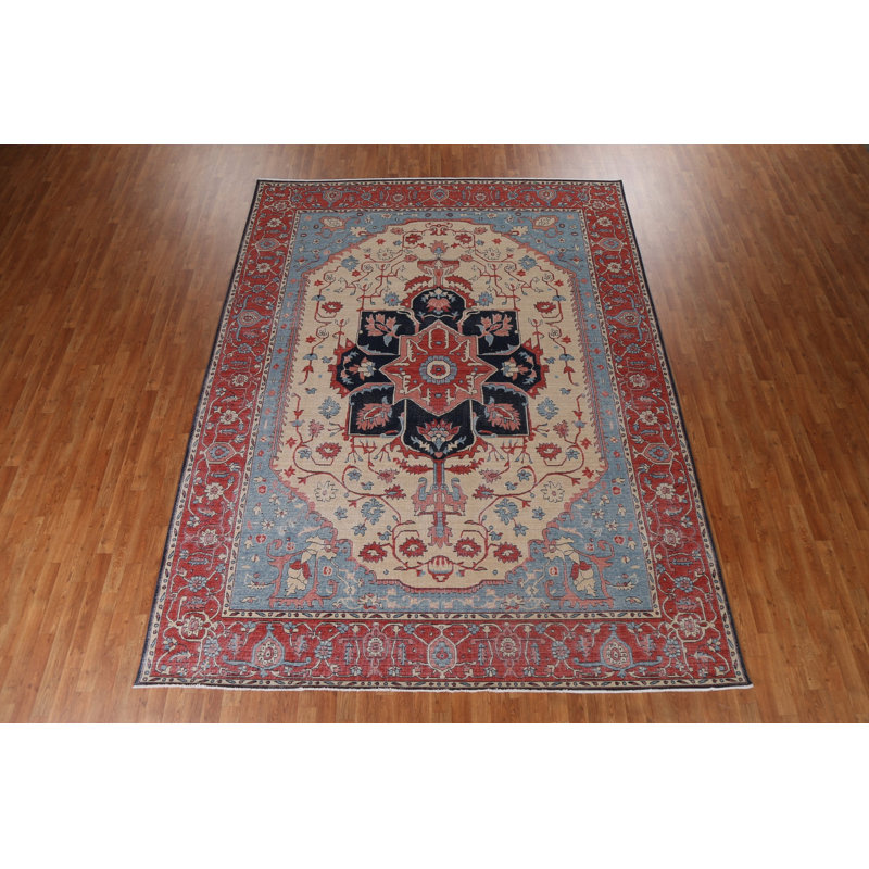 Tapis turc en laine Heriz Serapi noué à la main 9 x 12