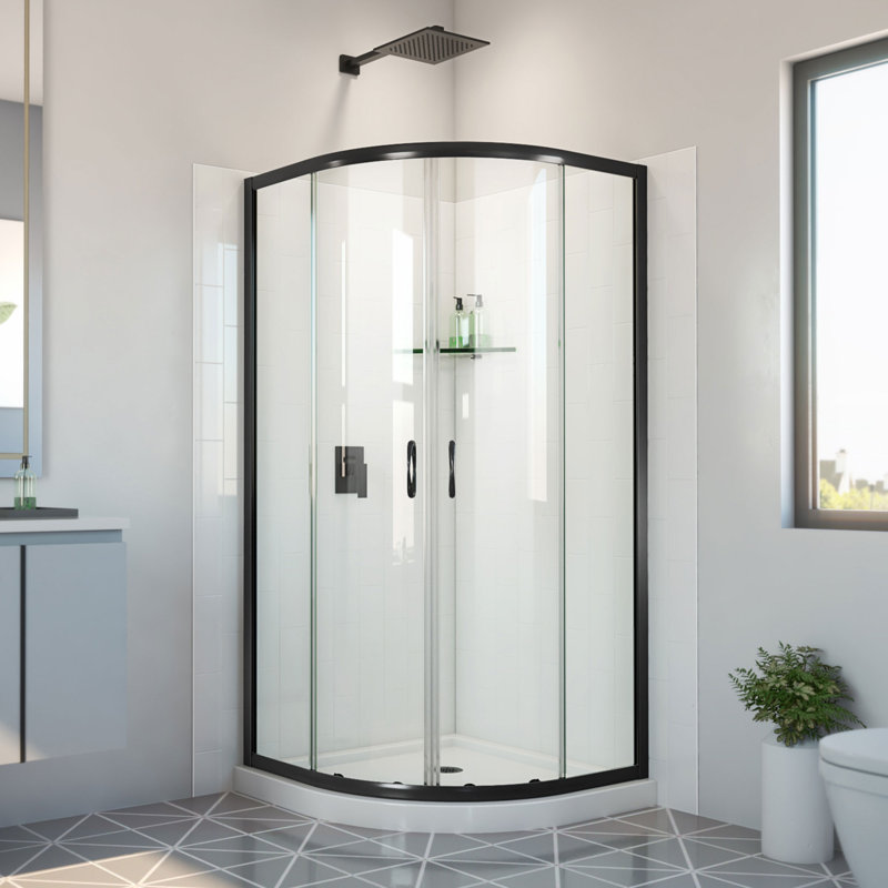 Prime 33" Matte Black and Clear Glass Shower Enclosure