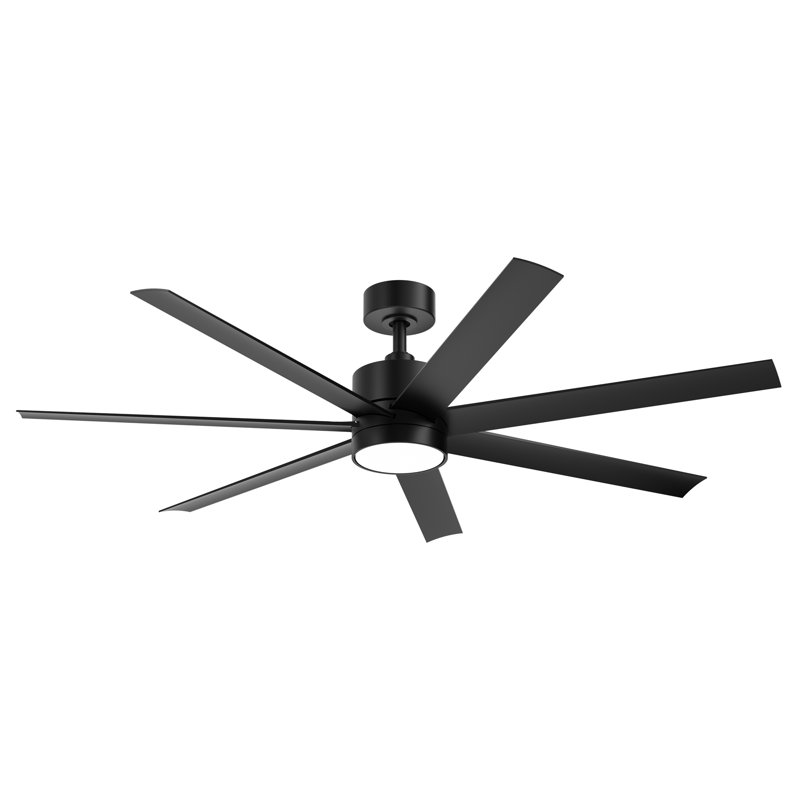 56" Outdoor Ceiling Fan with Waterproof, 7 Blades, Quiet DC Motor, Dimmable 3 Color LED Light, Remote Control, and Multiple Downrods for Patio & Indoor Use