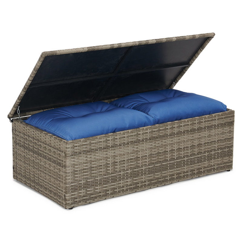 Ensemble de conversation pour 7 personnes en osier / rotin Burrill, Bleu, gris