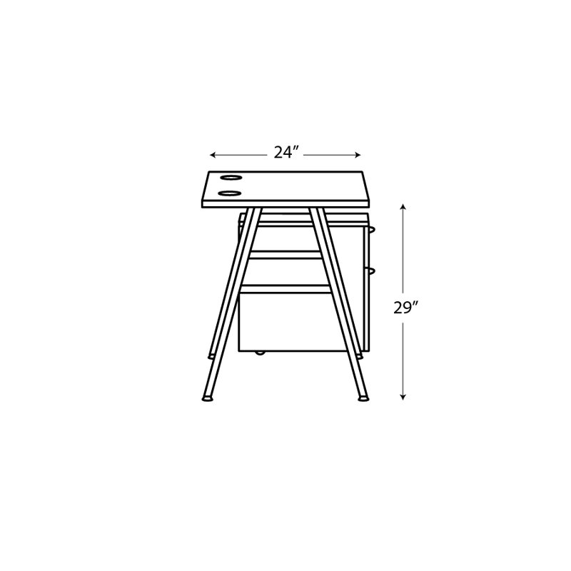 Bureau modulaire à pieds en A avec rangement mobile, Noyer sépia / noir, H 29,23 po x l 60 po x P 24 po