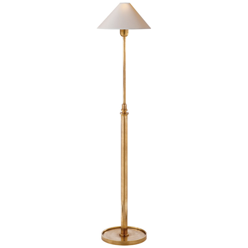 J. Randall Powers Hargett Floor Lamp, Fabric, Hand-Rubbed Antique Brass