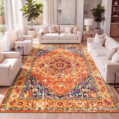 Tapis orange / bleu Dercyn