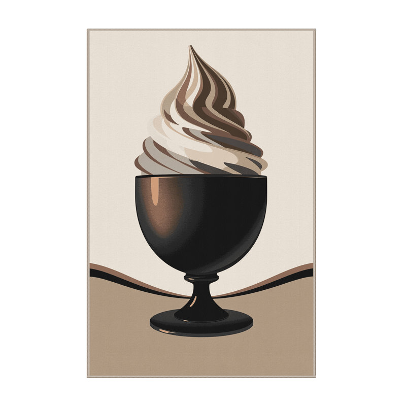 Tapis chic et luxueux lavable à la machine Wilkerson Gelato Cup - Beige, 7 x 9