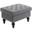 HOMcom Repose-pieds avec rangement pour le salon, repose-pieds de rangement de 25 po avec couvercle amovible, banc en tissu capitonné pour repose-pieds et siège avec pieds en bois, gris