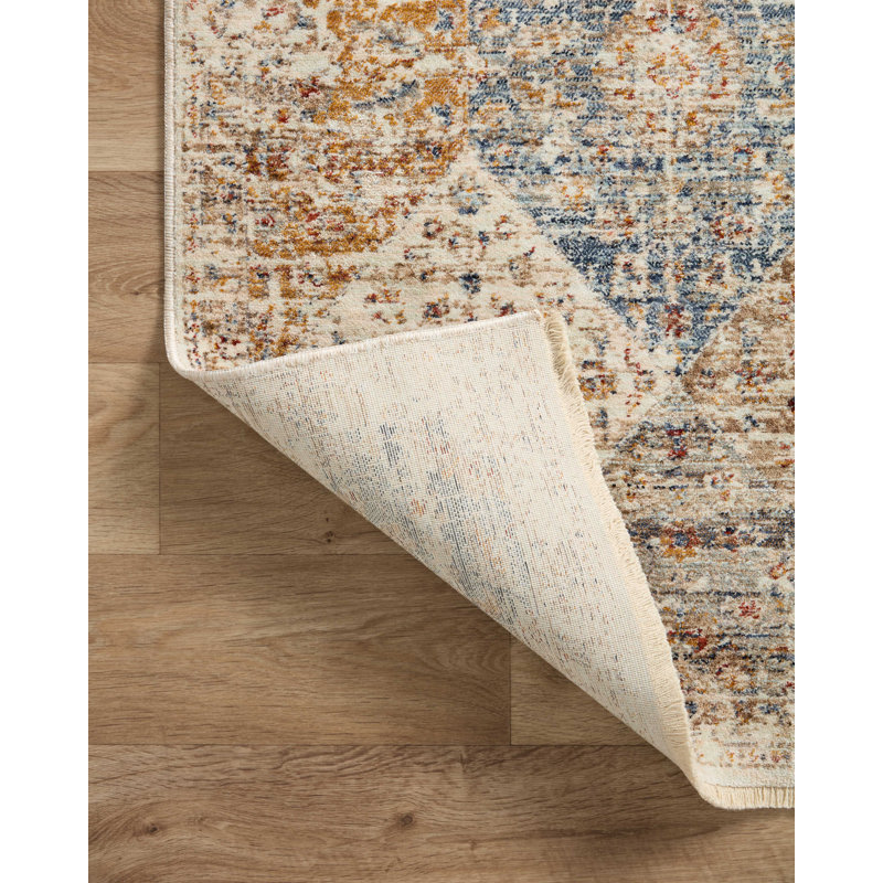 Sorrento Oriental Machine Made Power Loom Polyester Area Rug in Ivory, Rectangle 3'11" x 5'7"