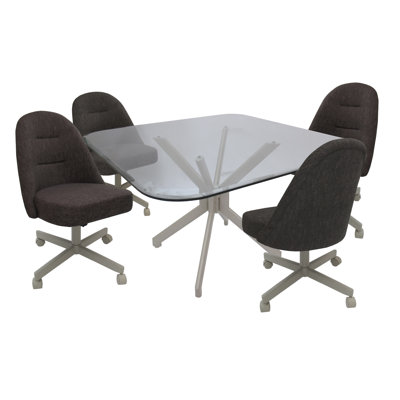 Chaises roulettes en métal Defreitas M-235 - verre craquelé - brun Sanora - beige