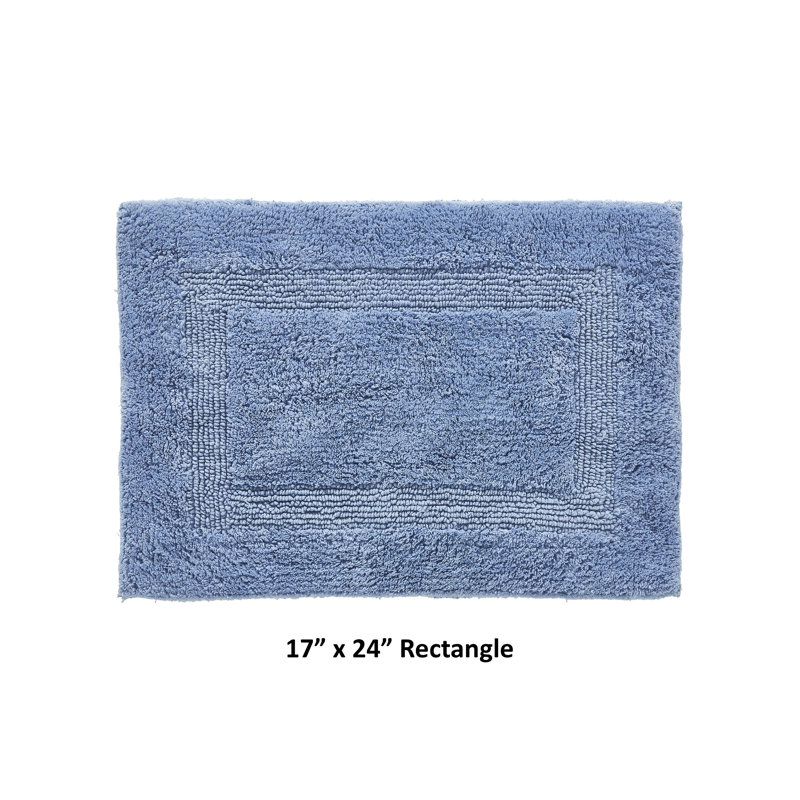 Rozanne Reversible Cotton Bath Rug, Dark Blue, 17" x 24" Rectangle