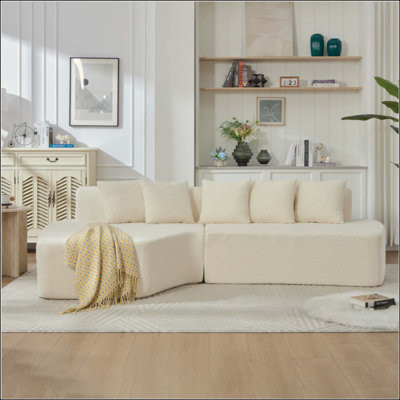 Canapé modulaire à compression avec méridienne confortable, canapé à compression irrégulière en forme de L avec siège profond, canapé-lit modulaire minimaliste pour salon
