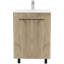 Ensemble de meuble-lavabo 2 pièces en chêne avec de grands espaces de rangement et des portes en miroir