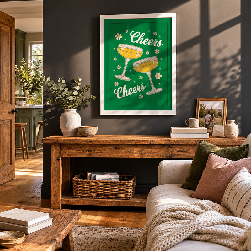 Cheers to the Season Modern - Framed Print, A1 - 84.1 x 59.4 cm, White