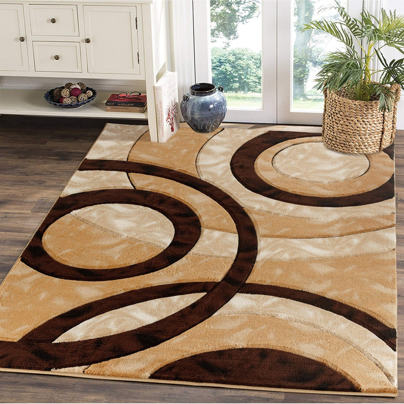 Tapis brun rond moderne de 4 x 6 po Wrought Studio, Rectangle 4 pi x 6 pi