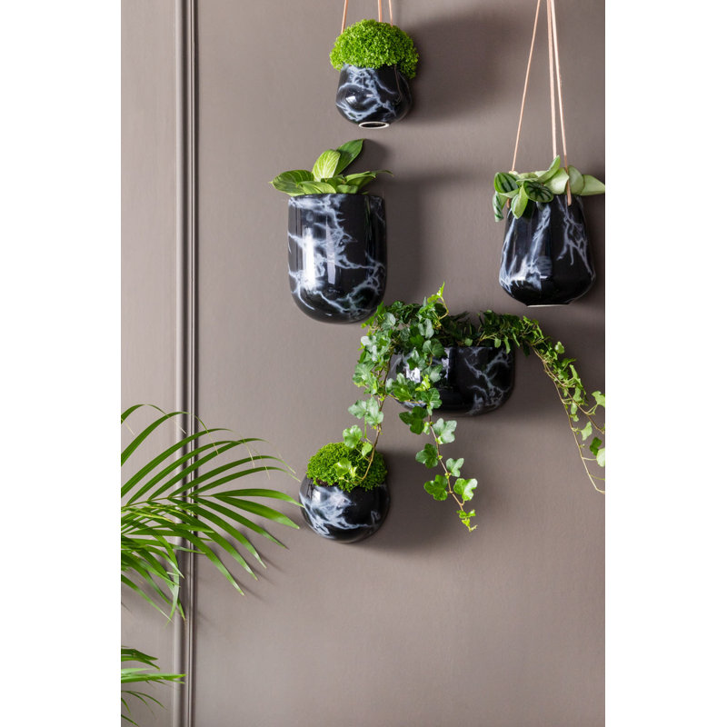Tiggs Ceramic Hanging Planter, 15cm H x 13.5cm W x 13.5cm D, White