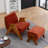 Chenille Upholstered Armchair With Matching Ottoman-1765337427