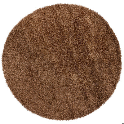 Heston Authentic Hand Woven Handmade Chocolate Brown Modern Abstract Polyester Shag Area Rug