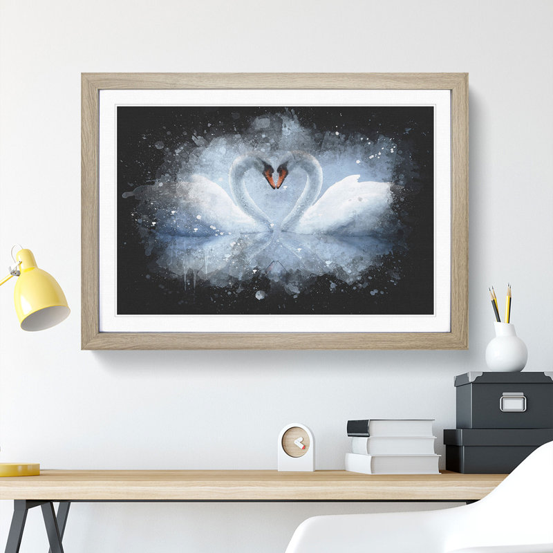 White Swan Vol.3 - Picture Frame Graphic Art, 48cm H x 65cm W x 2cm D, Oak Framed