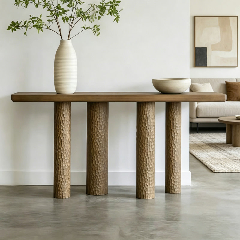 Console en bois massif de style nordique, 29.53" H x 62.99" W x 15.75" D