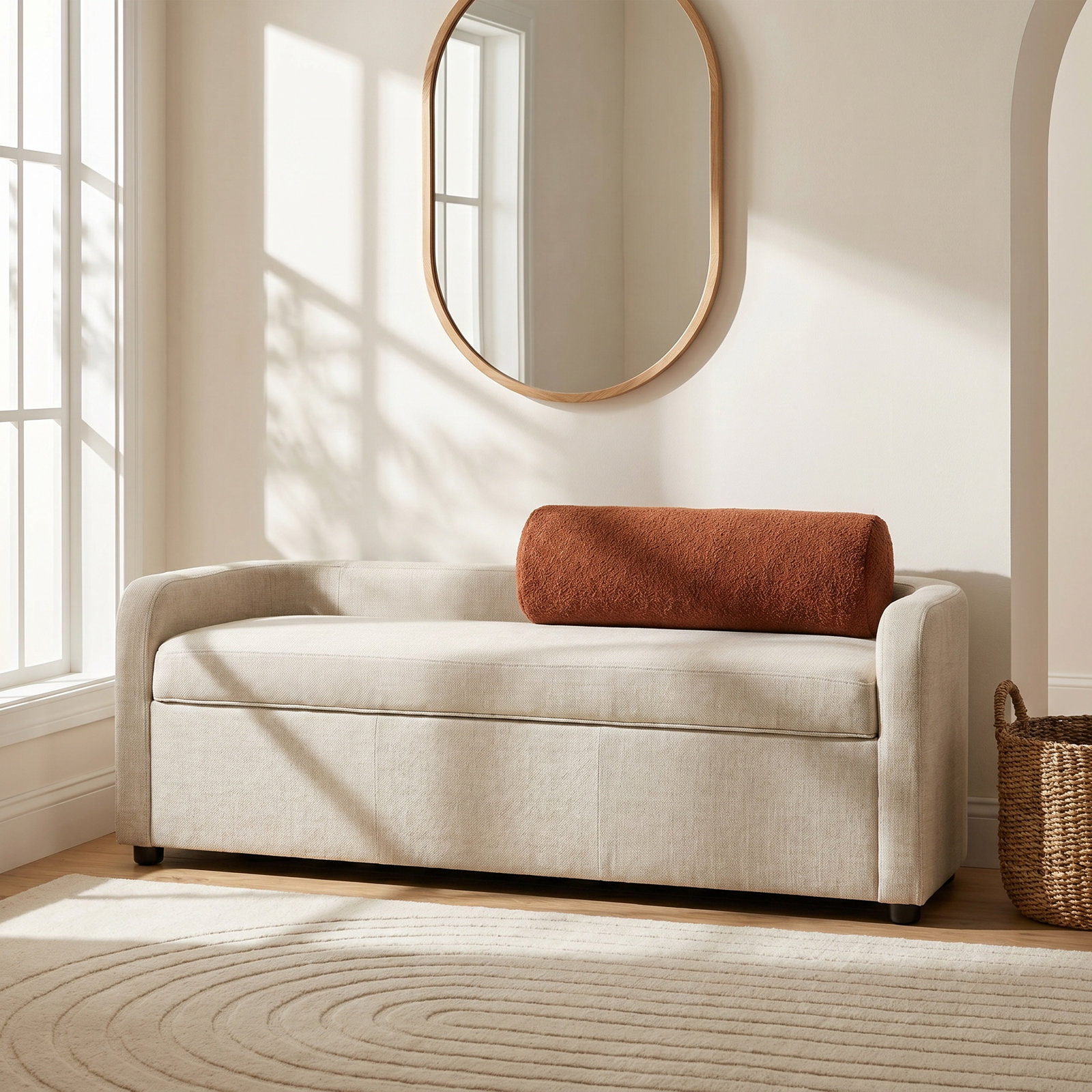 Janina 61" Bedroom Bench, Meridian Cream