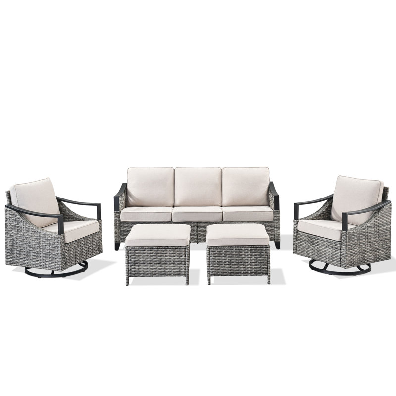 Ensemble de conversation d'extérieur pour 5 personnes avec coussins Tollstrup, Beige