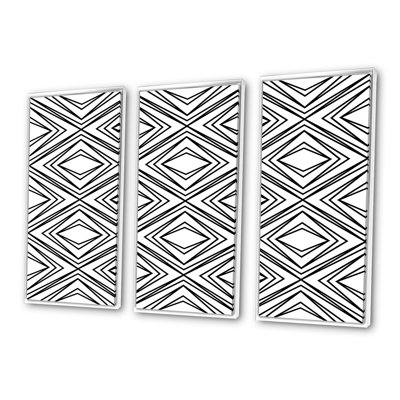 " Diamond Rhombus Black And White Geometrics " 3 - Pieces