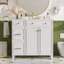 Meuble-lavabo moderne 36 po avec lavabo en céramique-112387309