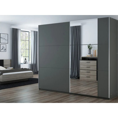 BASTIA 250cm Sliding Door Wardrobe in  - Stylish Storage with Elegant Mirror